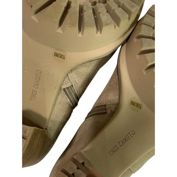 Size 6M Vince Camuto Womens Heeled Booties Truffle Taupe Suede Ernessa - Picture 12 of 13